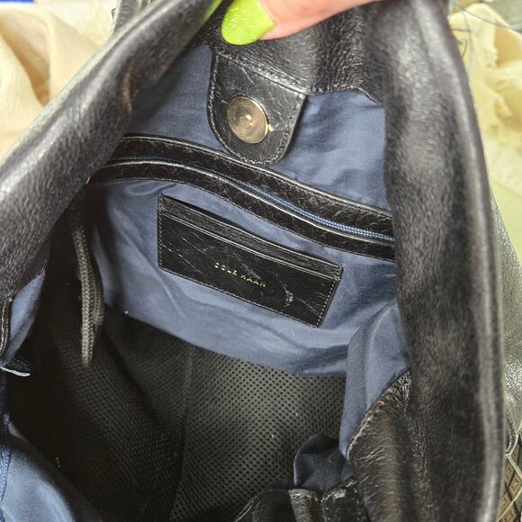 Cole Haan Stagedoor Studio hobo tote leather drawstring bag large black - Picture 5 of 17